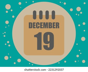 19 december calendar vector. Calendar icon for the month of December with circle. Banner for holidays and commemorative dates