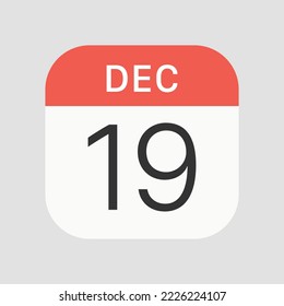 19 December icon isolated on background. Calendar symbol modern, simple, vector, icon for website design, mobile app, ui. Vector Illustration