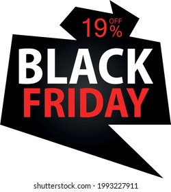 19% Discount on Special Offer. Banner for Black Friday With Nineteen Percent Discount.