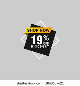 19 descuento, distintivos de vectores de venta para etiquetas, , pegatinas, banners, etiquetas, etiquetas, etiquetas web, nueva oferta. Banner de signo de origami de descuento