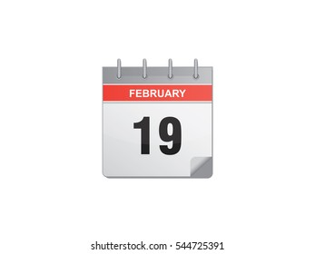 19 February calendar vector illustration on white background