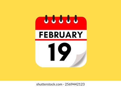 19 February month single day vector, illustration, calendar with maroon, rose and white color background calendar February 19