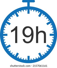 icono del temporizador de 19 horas, vector de símbolo de tiempo