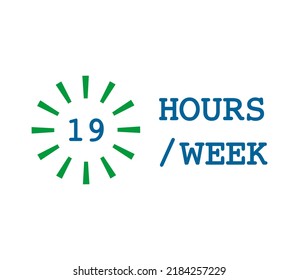 Formato de etiqueta y vector de signos de 19 horas semanales con elementos vectores de tipos de letra fantásticos y fondo blanco.
negocios de iconos o de vacaciones y otros
