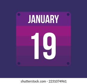 19 january calendar date. Calendar icon for january. Banner for holidays and special dates