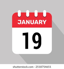 19 january calendar icon vector graphic design