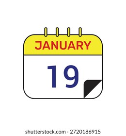 19 Januar Kalender Symbol Vektormonat Illustration Design