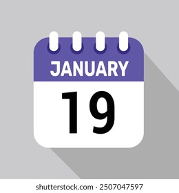 19 january calender icon text page monthly web design.