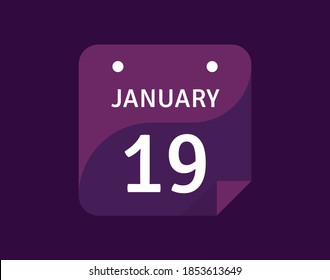 19 January, January 19 icon Single Day Calendar Vector illustration