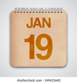 19 January on Old Notebook Vector