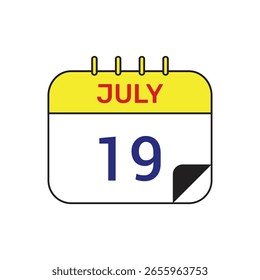 19 july calendar icon vector illustration design