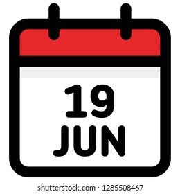 19. June - Calendar Icon - Vector Illustration - Vector