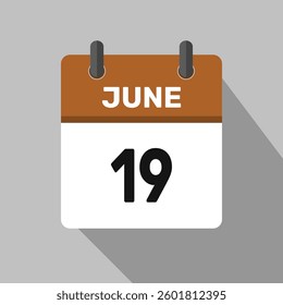 19 june calendar icon vector month date number illustration design