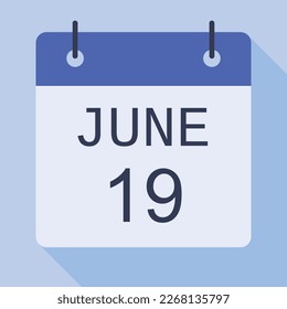 19 June Calendar, Vector Calendar.