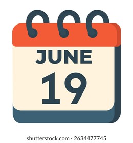 Vector del calendario del 19 de junio sobre fondo blanco
Calendario de Vector con fecha