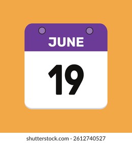 19 june calender icon text page monthly web design.