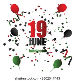 19 june Juneteenth celebration, vector banner