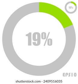 19% de carga. 19% de diagramas de círculo Vector de infografía, 19 Porcentaje listo para usar para diseño web ux-ui