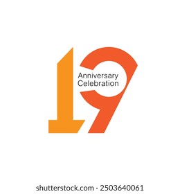 Logotipo 19, logotipo del 19 aniversario, elemento de diseño de Plantilla de Vector para cumpleaños, invitación, boda, jubileo e ilustración de tarjeta de felicitación.