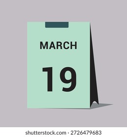 19 März Kalender Datum Symbol minimalen Schreibtisch Kalender Vektorgrafik