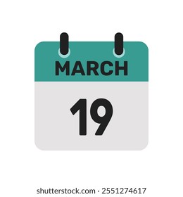 19 march calendar icon illustration vector design