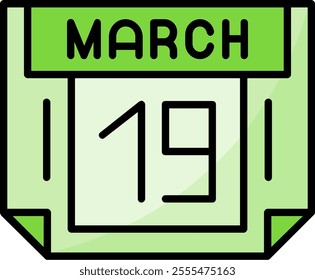 19 March Filled Style Icon Design