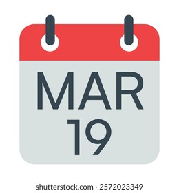 19 March Vector Calendar Icon. Isolated Vector Calendar. 