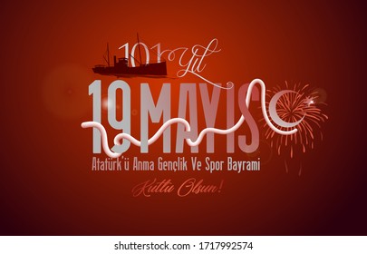 19 May Commemoration of Ataturk, Youth and Sports Day 101st year. (English: O Turkish Youth, 19 May Commemoration of Ataturk, Youth and Sports Day)