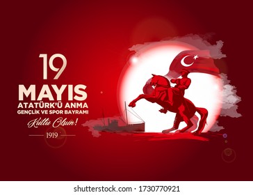 19 May Commemoration of Ataturk, Youth and Sports Day 101st year. (English: O Turkish Youth, 19 May Commemoration of Ataturk, Youth and Sports Day)