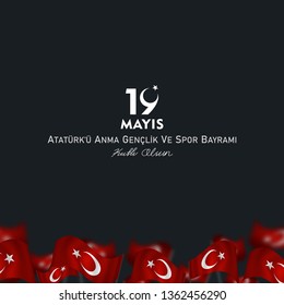 19 may, Commemoration of Atatürk, Youth and Sports Day, (19 mayıs, Atatürk'ü anma gençlik ve spor bayramı.) vector illustration.