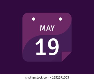 19 May, May 19 icon Single Day Calendar Vector illustration