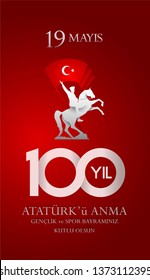 19 mayis Ataturk'u anma, genclik ve spor bayrami. Translation from turkish: Happy 19th may commemoration of Ataturk, youth and sports day.