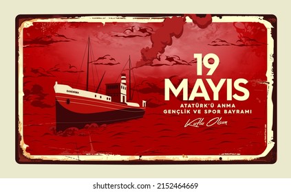 19 mayis Ataturk'u Anma, Genclik ve Spor Bayrami, traducción: 19 de mayo Conmemoración de Ataturk, Día de la Juventud y el Deporte. Turquía.