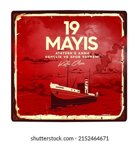 19 mayis Ataturk'u Anma, Genclik ve Spor Bayrami, traducción: 19 de mayo Conmemoración de Ataturk, Día de la Juventud y el Deporte. Turquía.