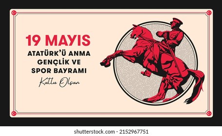 19 mayis Ataturk'u Anma, Genclik ve Spor Bayrami, traducción: 19 de mayo Conmemoración de Ataturk, Día de la Juventud y el Deporte. Turquía.