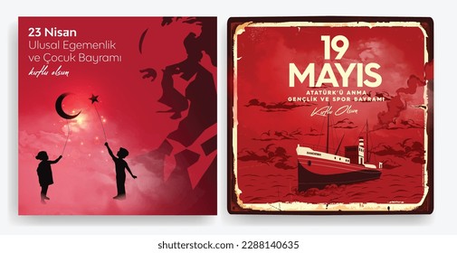 19 mayis Ataturk'u Anma, Genclik ve Spor Bayrami (19 may. Conmemoración de Ataturk, Día de la Juventud y el Deporte. 23 Nisan Ulusal Egemenlik ve Çocuk Bayramı (23 de abril). soberanía nacional y día del niño)