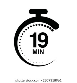 19 minutes timer stopwatch vector illustration isolated on white background.
