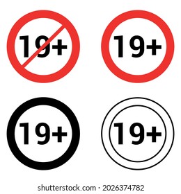 19 Nineteen plus round sign vector illustration isolated on white background