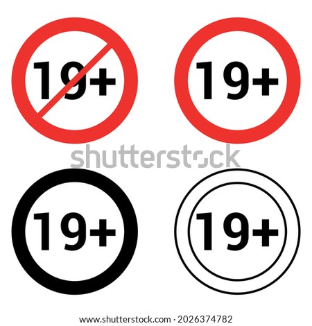 19 Nineteen plus round sign vector illustration isolated on white background