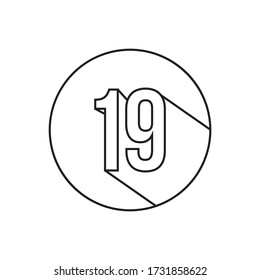 19 number lines icon symbol vector isolated on white background