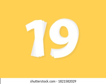 19 Number vector, modern layers design font. Eps10 illustration             