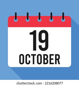 19 October Calendar. Blue Background. Vector Calendar.
