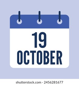 19 October Calendar, Isolated Vector Calendar.