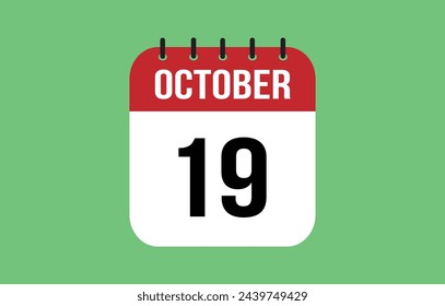 19 October Calendar. October Calendar Vector Illustration.