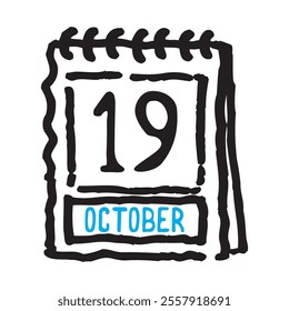 19 October date calendar - A simple yet elegant line art illustration of a date calendar captures the essence of organization and timekeeping. The clean lines and minimalistic design 