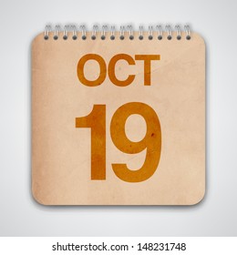 19 October on Old Notebook Vector 