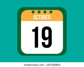 19 October orange calendar vector. October date with square on light background.