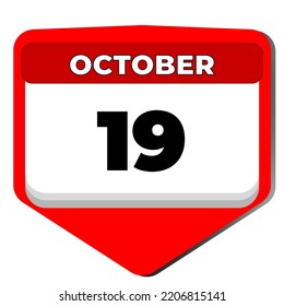 19 de octubre Día del calendario del icono del vector. 19 de octubre. Diecinueve de octubre. 19.º número de fecha. calendario de 19 días. Diecinueve fechas. Día Nacional de la Aviación, Asistencia Humanitaria Mundial