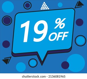 19% off. Blue banner for sales discount.