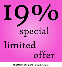 19 Off Special Offer Limited ilustración de arte vectorial con color de fondo morado y fuente fantástica